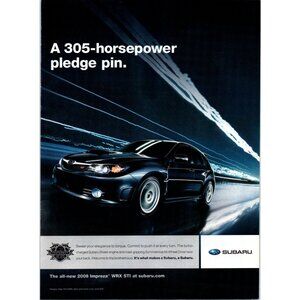 2008 Subaru Impreza WRX STI Hatchback Vintage Print Ad Highway Blur Wall Art